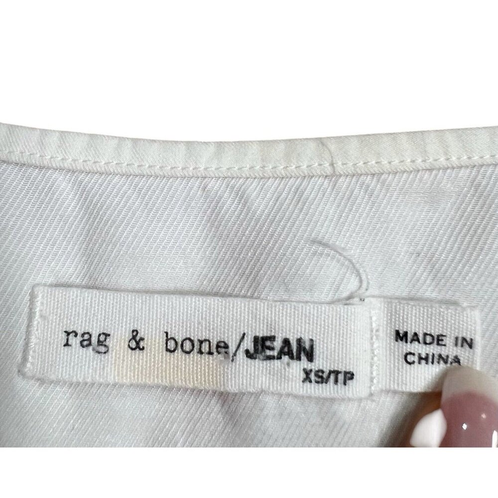 Rag & Bone Women White Top Silk Cotton XS Long Sleeves High Low - Picture 4 of 9